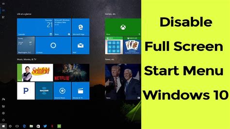 How To Disable Start Menu Full Screen In Windows 10 Youtube
