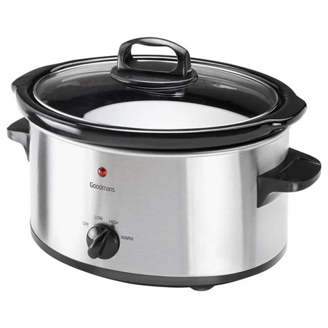 Goodmans 3 5L Slow Cooker Stainless Steel Home Kitchen B M