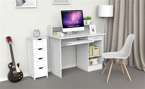 Yaheetech Weißer Beweglicher Computer Schreibtisch Kleiner
