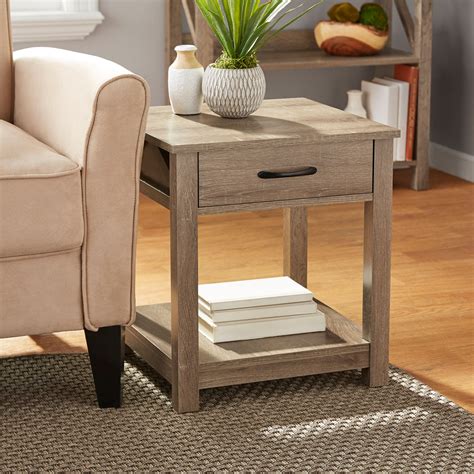 Mainstays Aston Mills Rustic Farmhouse End Table With 1 Drawer Rustic