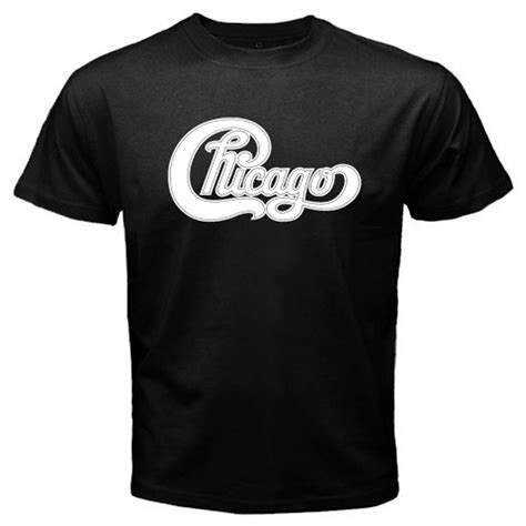 New Chicago Band Classic Logo Concert Tour Mens Black T Shirt On