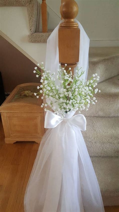 Aisle Pew Decor Tulle And Babys Breath Set Of 10 In