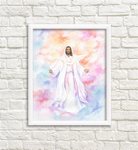 Jesus Christ Watercolor Painting Christian Art Of The Savior Etsy