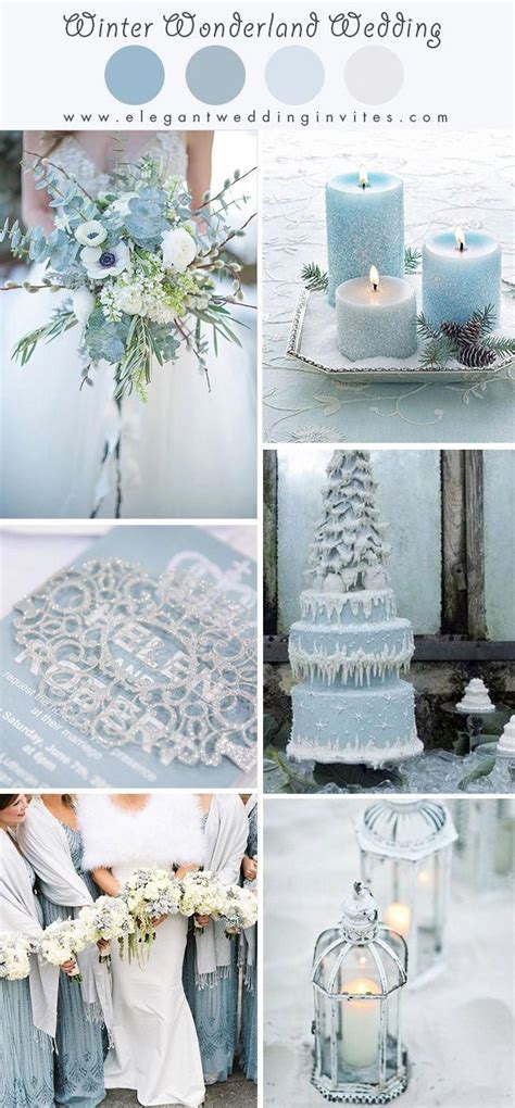 Light Blue Wonderland Theme Snowy Winter Wedding Color Ideas