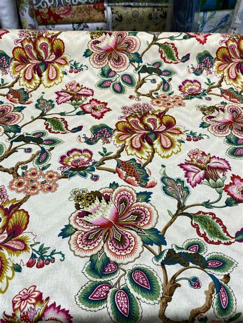 Beige Floral Bespoke Blossoms Sunset Hgtv Waverly Fabric By The Yard