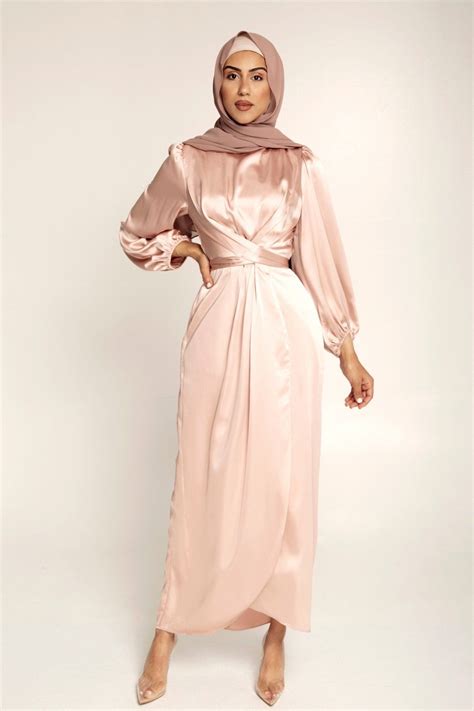 Julianna Satin Wrap Waist Maxi Dress Dusty Pink In 2020 Soiree