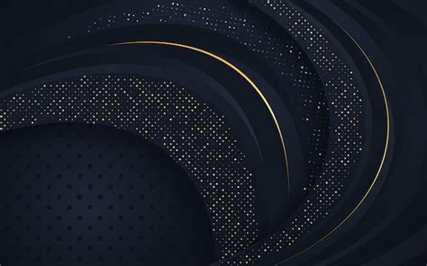 Premium Vector Dark Blue Overlap Layers With Gold Glitters