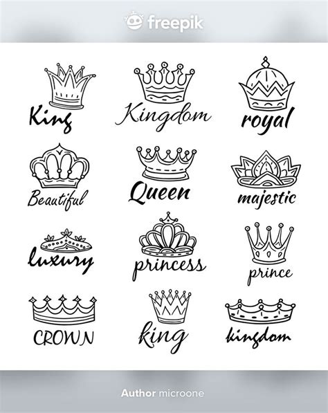 Hand Drawn Crown Logos With The Words Queen And Prince