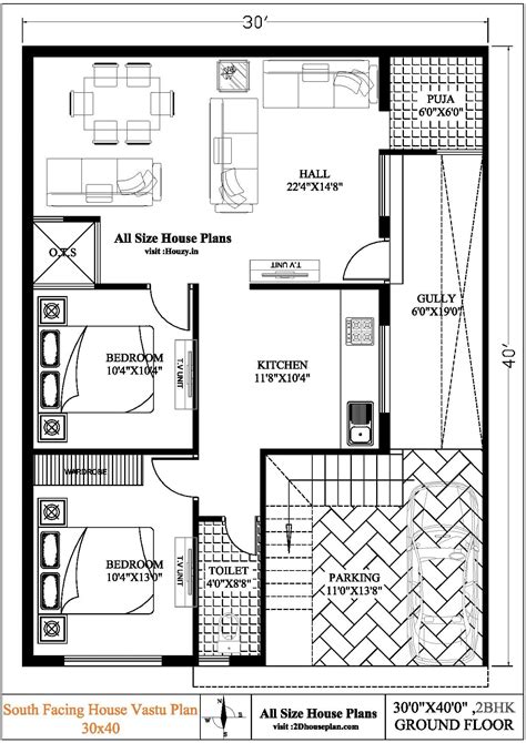 South Facing House Floor Plans 40 X 30 Floor Roma