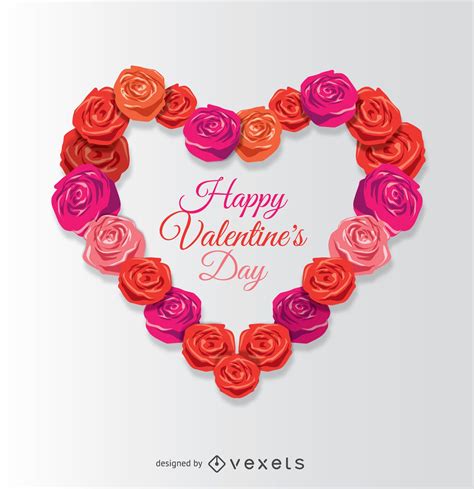 Descarga Vector De Corazón De San Valentín Feliz Hecho De Rosas