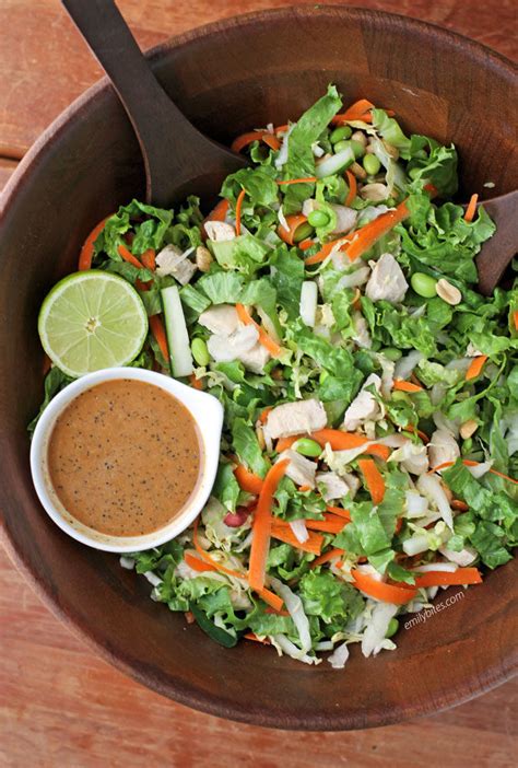 With a rich peanut butter taste, it also has sweet and spicy notes from the honey and red pepper toss the salad with the dressing, and top with the chicken or chickpeas and peanuts or seeds, if this recipe is highly versatile, as far as vegetables and protein go. Thai Chicken Chopped Salad with Peanut Dressing - Emily Bites