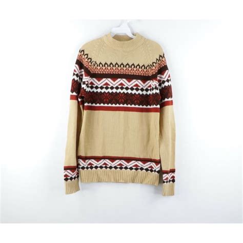 Vintage Sweaters Vintage 7s Small Fair Isle Print Acrylic Knit Mock