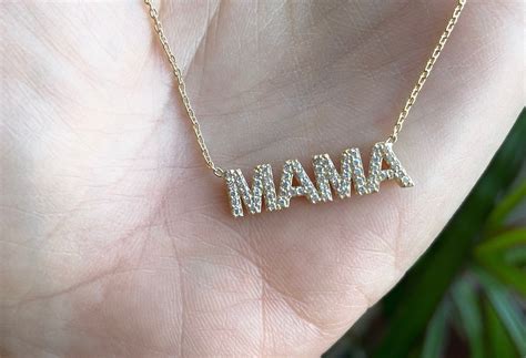 14k Gold Mama Necklace Mama Necklace Gold Mama Necklace Etsy