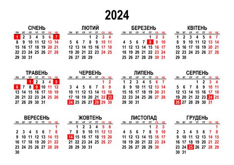 Календар на 2024 рік Українські календарі