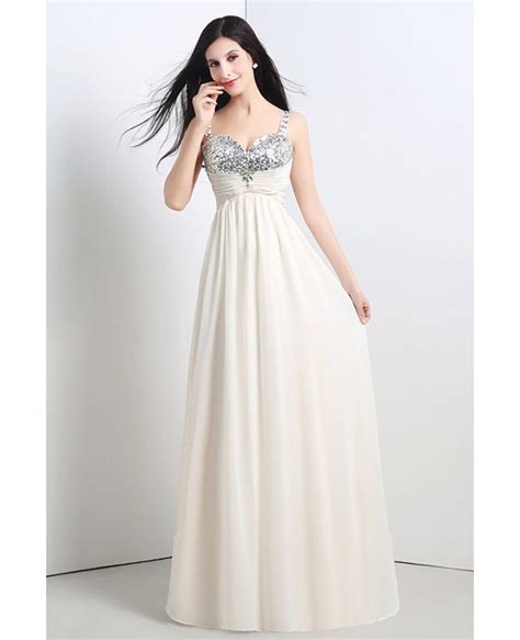 Elegant Cream Formal Evening Dress Simple With Beading Straps H76092