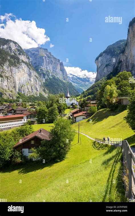 View Of The Trail That Leads To The Center Of Lauterbrunnen Village