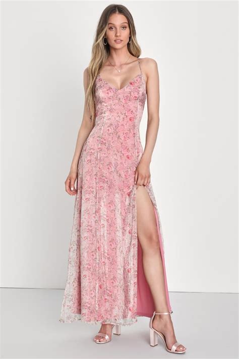 Pink Floral Dress Organza Maxi Dress Backless Maxi Dress Lulus