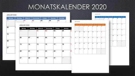Jahreskalender 2021 mit feiertagen und kalenderwochen (kw) in 19 varianten die kalender können für nichtkommerzielle anwendungen kostenlos heruntergeladen und genutzt werden (bitte die nutzungsbedingungen. Monatskalender 2020 Schweiz | Excel & PDF | kostenlos ...