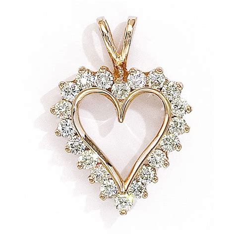 14k Yellow Gold And Diamond Heart Pendant With 18 Chain 150 Carat