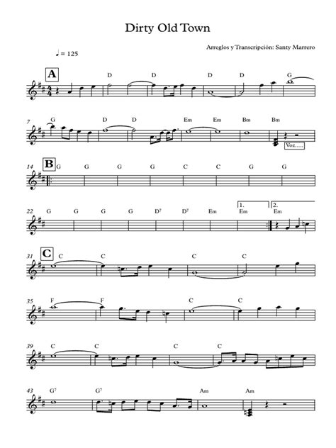 Dirty Old Town Partitura Completa Pdf