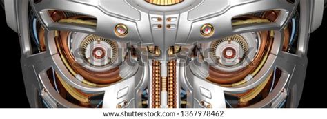 Very Detailed Futuristic Robot Eyes Closeup Stock Illustration