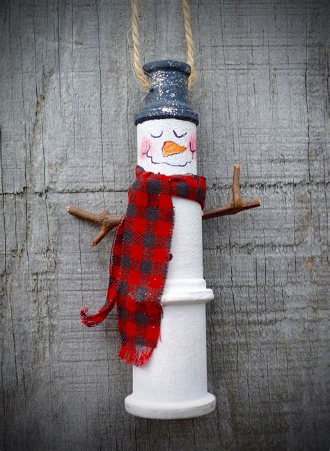 Christmas Spool Snowman Ornament Christmas Handmade Snowman Etsy