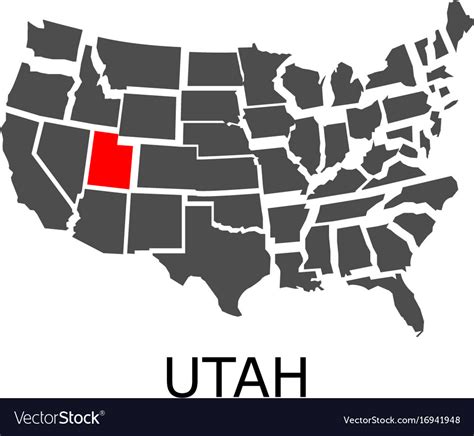 State Of Utah On Map Of Usa Royalty Free Vector Image