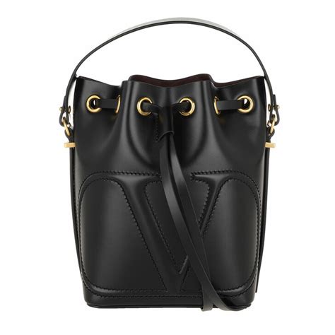 Valentino Garavani V Logo Bucket Bag Leather Black In Schwarz Fashionette
