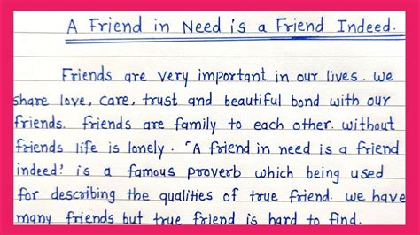 A Friend In Need Is A Friend Indeed Essay In English Expand The Theme