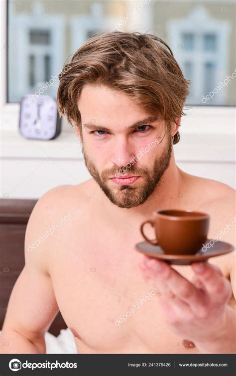 Guy Attractive Appearance Man Enjoy Hot Fresh Brewed Coffee First Thing In Morning Best Time