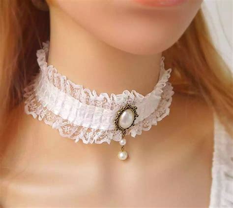 Romantic White Lace Choker Necklace Collar Necklace Gothic