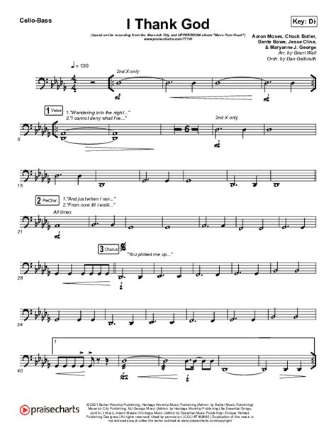 I Thank God String Bass Sheet Music PDF Maverick City Music Dante