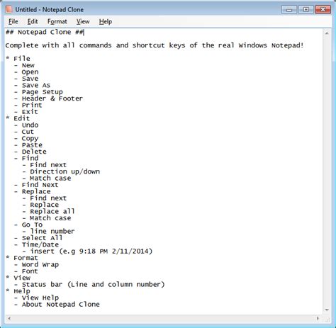 The Complete Source Code For A Notepad C Application