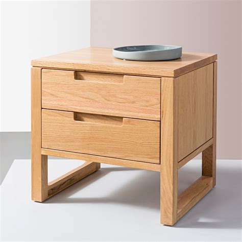 Bruno 2 Drawer Bedside Table Solid Oak 50x42x47cm
