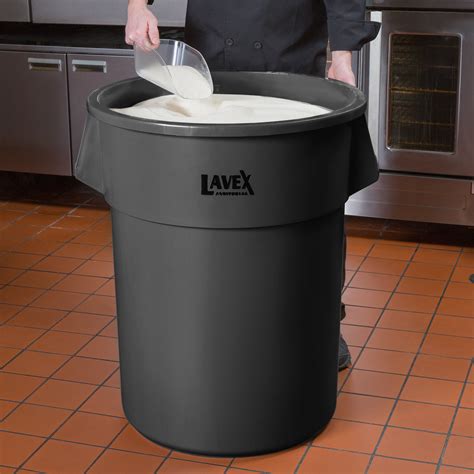 Lavex Janitorial 55 Gallon Black Round Commercial Trash Can