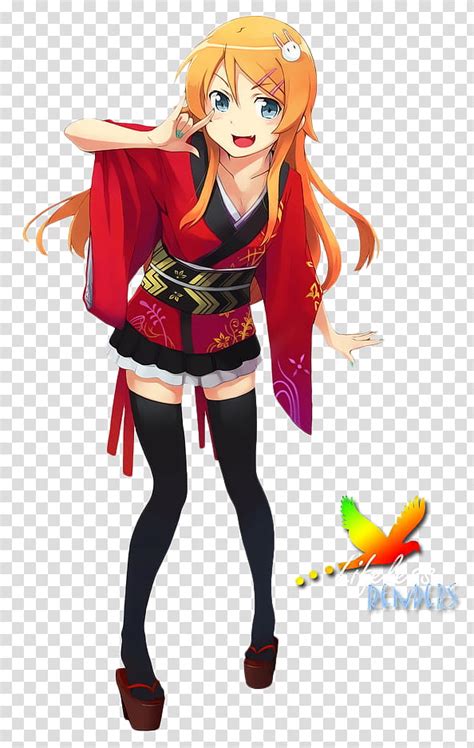 Kimono Girl Render Girl Wearing Red And Black Kimono