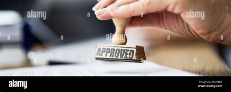 Approve Document And Work Permit Stamp Stock Photo Alamy