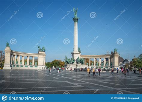 Millennium Monument At Heroes Square Budapest Hungary Editorial