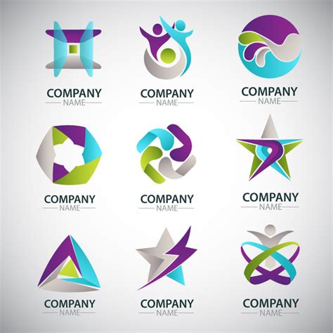 Corporate Logo Sets Design With Various Shapes Vectors Images Graphic