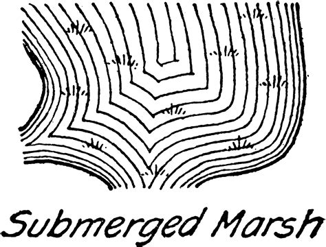 Submerged Marsh Topography Symbol Clipart Etc