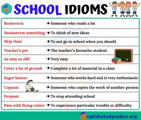 School Idioms 10 Useful Idioms Relating To School For Esl Learners