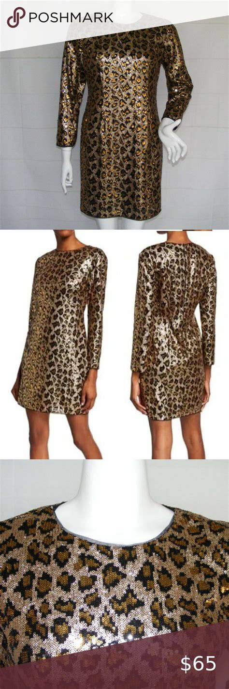 AIDEN MATTOX Evening Dress Sequined Leopard Mini Sleeves Sequined Evening Dresses