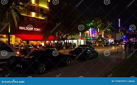 Nightlife At Ocean Drives Street South Beach Miami Stock Footage