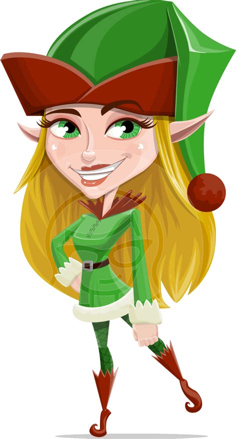female christmas elf cartoon vector character graphicmama elf