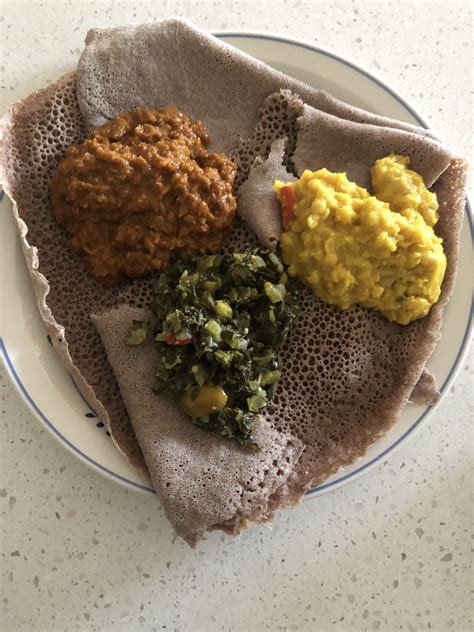 A Plate Of Delicious Ethiopian Vegetarian Food Made By My Darling Mother 550 Cals R