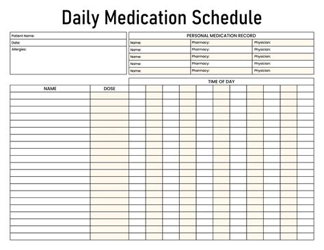 Medication Chart Printable