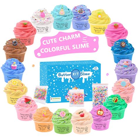 18 Pack Super Soft Fluffy Butter Slime Kit With Candy Ice Cream