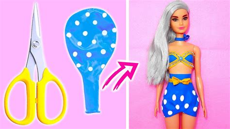 DIY Barbie Dresses With Balloons Easy No Sew Clothes For Barbies BARBIE DOLL HACKS YouTube