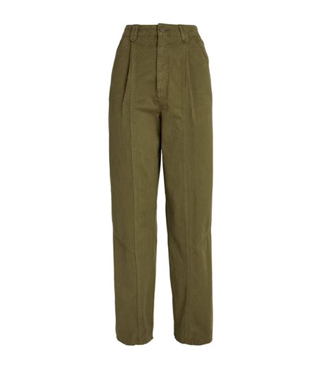 SANDRO Green Cropped High Waist Straight Jeans Harrods UK