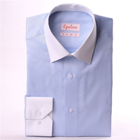 Light Blue Shirt With White Collar And Cuffs